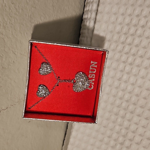 Silver Rhinestone Heart Set - Picture 2 of 2